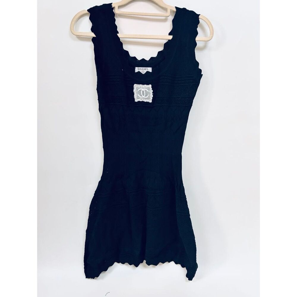 Pre-owned Chanel Hollow Out Camisole Dress Sleeveless Sweet Waist Slim Black